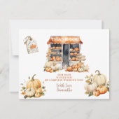 彼女は市場から離れている秋カボチャブライダルシャワー サンキューカード (正面)