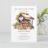 彼女は市場から離れて新鮮な野菜ブライダルシャワー 招待状 (スタンド正面)