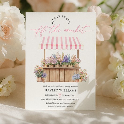 彼女は市場から飛び出したピンクのブライダルシャワー 招待状
