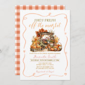 彼女は市場のカボチャのブライダルシャワーから出ている 招待状 (正面/裏面)