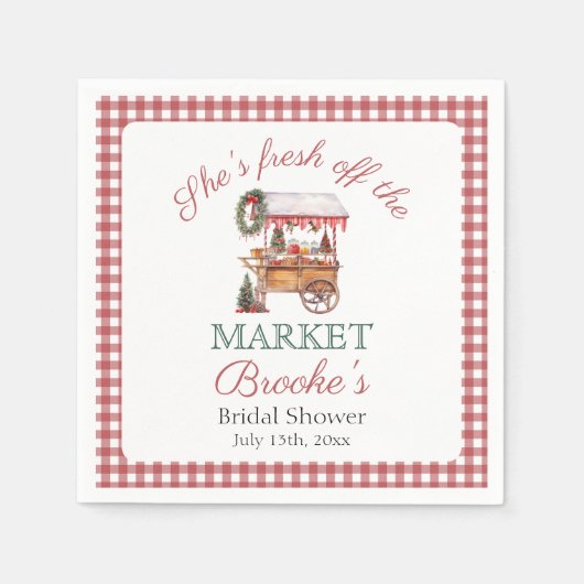 彼女は市場のクリスマスブライダルシャワーを出たばかりだ スタンダードカクテルナプキン (正面)