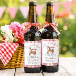 彼女は市場のクリスマスブライダルシャワーを出たばかりだ ビールラベル