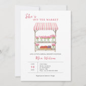 彼女は市場のピンクのフローラブライダルシャワー 招待状 (正面)