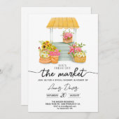 彼女は市場のフラワーショップブライダルシャワーから 招待状 (正面/裏面)