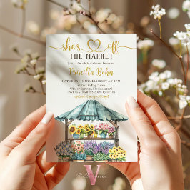 彼女は市場のフラワーブライダルシャワーの招待をオフ 招待状