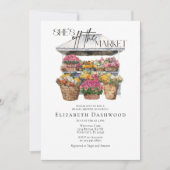 彼女は市場のフローラショップブライダルシャワーから外れている 招待状 (正面)