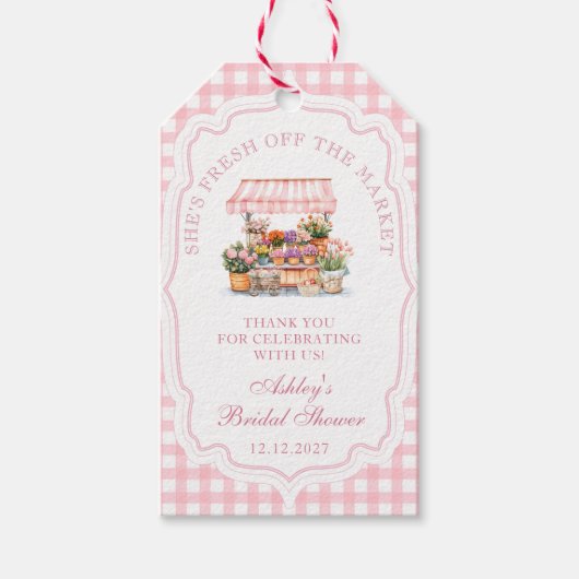 彼女は市場のフローラブライダルシャワー ギフトタグ (正面)