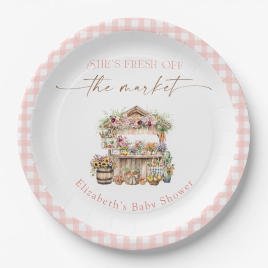 彼女は市場のフローラブライダルシャワー ペーパープレート (正面)