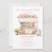 彼女は市場のフローラブライダルシャワー 招待状 (正面)