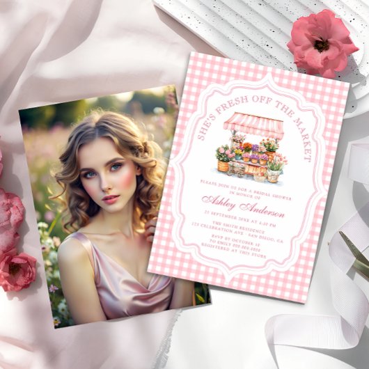 彼女は市場のフローラブライダルシャワー 招待状