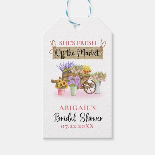 彼女は市場のフローラ歓迎のサインをオフにしている ギフトタグ (正面)