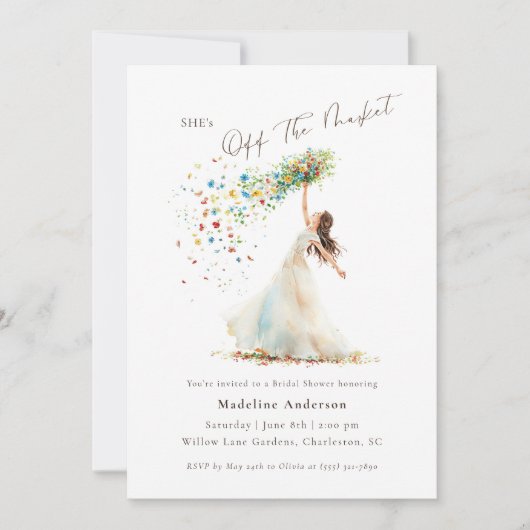 彼女は市場のブライダルシャワーから外れお洒落た 招待状 (正面)