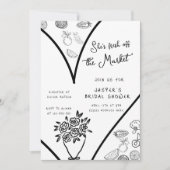 彼女は市場のブライダルシャワーから生まれお洒落た 招待状 (正面)