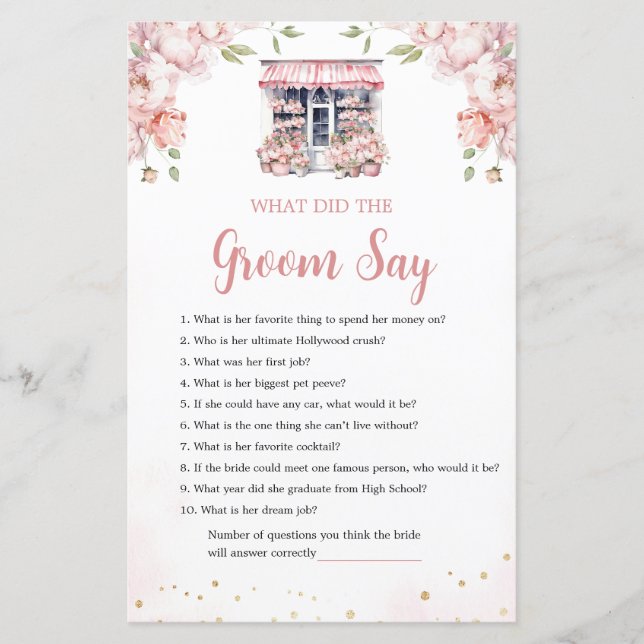 彼女は市場のブライダルシャワーから離れて新郎が言う (正面)