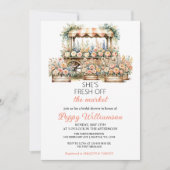 彼女は市場のブライダルシャワーの招待状をオフにしている シーズンカード (正面)