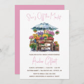 彼女は市場のブライダルシャワーの招待状をオフにしている 招待状 (正面/裏面)