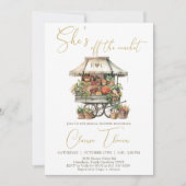 彼女は市場のブライダルシャワーの招待状をオフにしている 招待状 (正面)