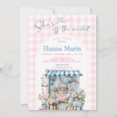 彼女は市場のブライダルシャワーの招待状をオフにしている 招待状 (正面)