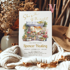 彼女は市場のブライダルシャワーの招待状をオフにしている 招待状