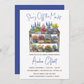 彼女は市場のブライダルシャワーの招待状をオフにしている 招待状 (正面/裏面)