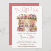 彼女は市場のブライダルシャワーの招待状をオフにしている 招待状 (正面/裏面)