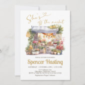 彼女は市場のブライダルシャワーの招待状をオフにしている 招待状 (正面)