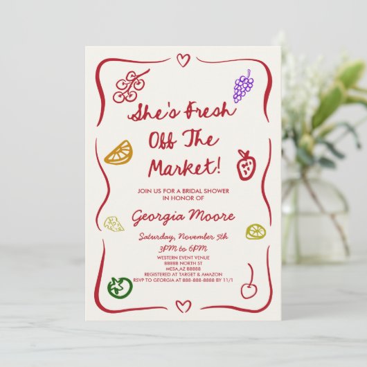 彼女は市場のブライダルシャワーを離れていお洒落る 招待状 (スタンド正面)