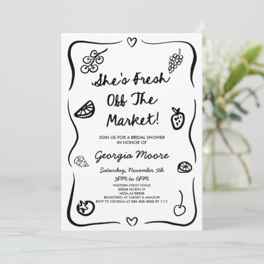 彼女は市場のブライダルシャワーを離れていお洒落る 招待状 (スタンド正面)