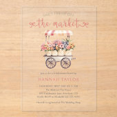彼女は市場のブライダルシャワーを離れている アクリル招待状 (正面)
