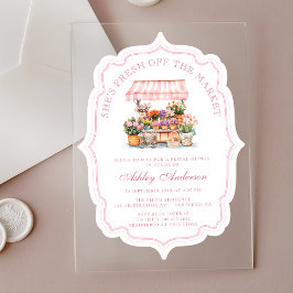 彼女は市場のブライダルシャワーを離れている アクリル招待状