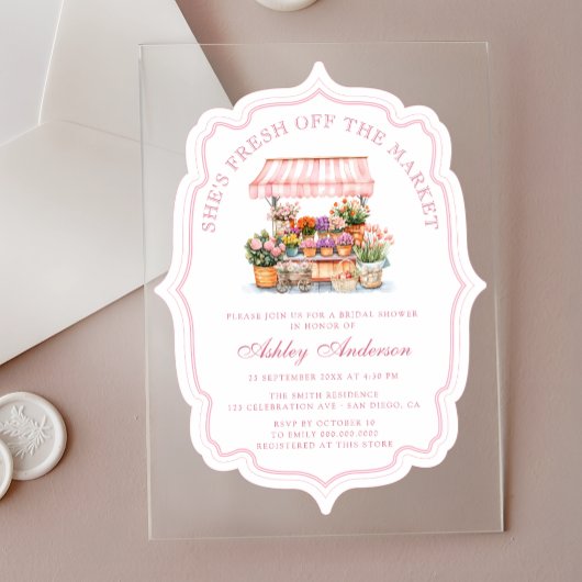 彼女は市場のブライダルシャワーを離れている アクリル招待状