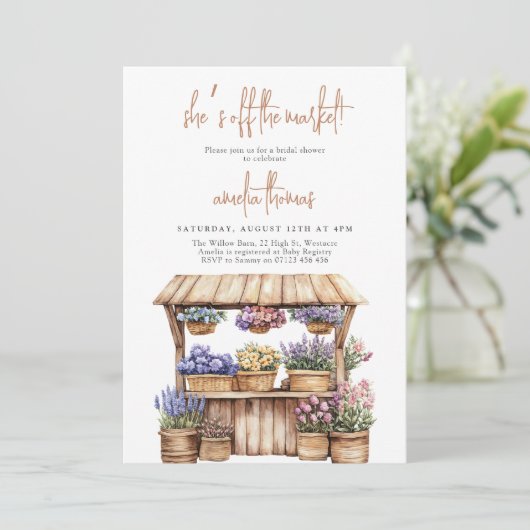 彼女は市場のブライダルシャワーを離れている 招待状 (スタンド正面)