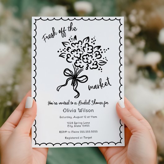 彼女は市場のブライダルシャワーを離れている 招待状