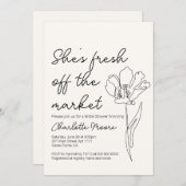彼女は市場のブライダルシャワーを離れている 招待状 (正面/裏面)