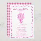 彼女は市場の手から引き出されたブライダルシャワー 招待状 (正面/裏面)