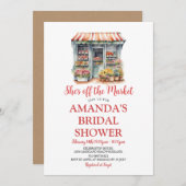 彼女は市場の花のブライダルシャワーをオフカラフルにしている 招待状 (正面/裏面)