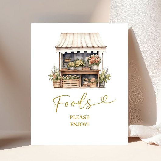 彼女は市場の食品のパーティー標識から外れている ポスター