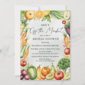 彼女は市場農家市場ブライダルシャワー 招待状 (正面)
