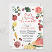 彼女は市場農家市場ブライダルシャワー 招待状 (正面)