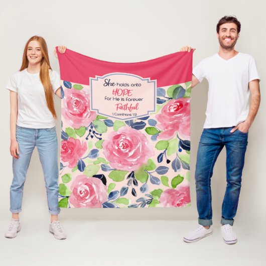 彼女は希望1のCorinthiansの1:9の聖書の詩に握ります フリースブランケット (インサイチュ)
