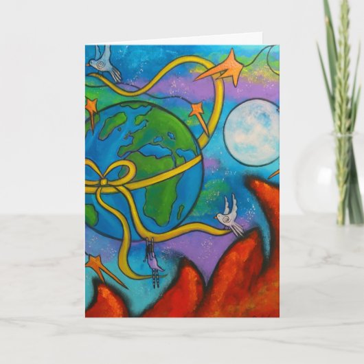 彼女は平和クリスマスカードの夢を見ます シーズンカード (正面)