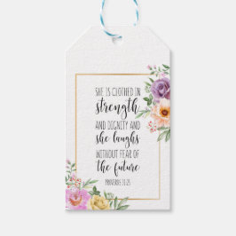 彼女は強い服を着ている、箴言31:25 ギフトタグ