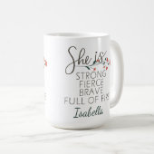 彼女は強い激しい勇敢な名前をカスタムする コーヒーマグカップ (正面右)