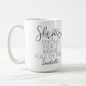 彼女は強い激しい勇敢な名前をカスタムする コーヒーマグカップ (左)