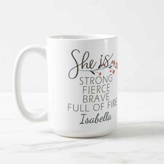 彼女は強い激しい勇敢な名前をカスタムする コーヒーマグカップ (左)