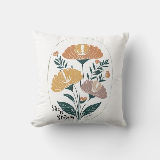 彼女は強い詩編ボホクリスチャン感動的T クッション (正面)