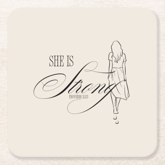 彼女は強い諺である31:25 スクエアペーパーコースター (正面)