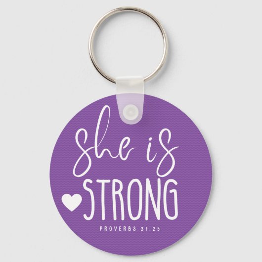彼女は強い諺31:25メタルサークルキーチェーン キーホルダー (正面)