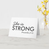 彼女は強い |箴言31:25キリスト教の信仰 カード (黄色い花)