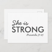 彼女は強い |箴言31:25キリスト教の信仰 ポストカード (正面/裏面)